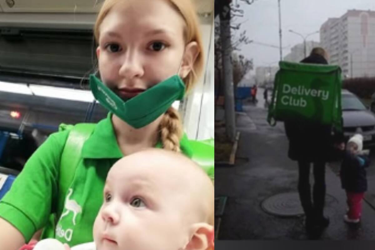 ‘Ella es una inspiración’: Madre repartidora rusa se vuelve viral por hacer entregas con sus dos hijos pequeños