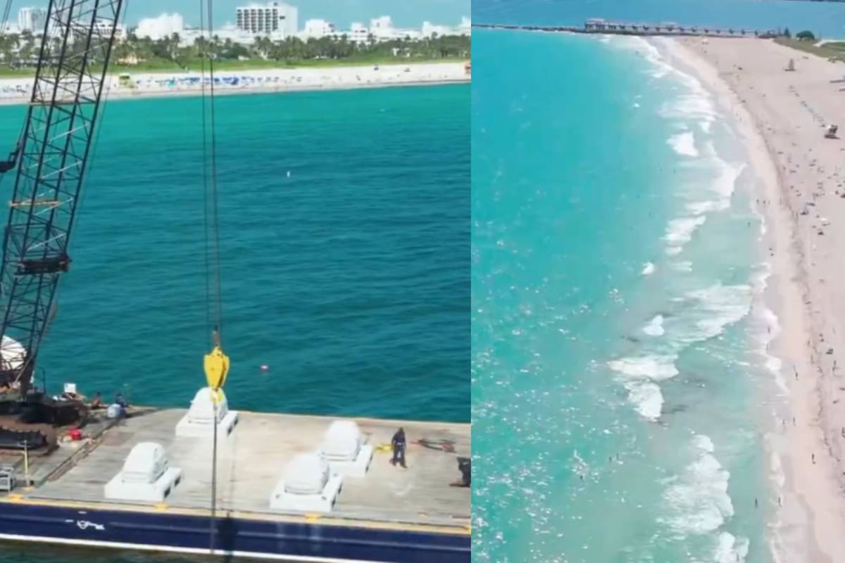 VIDEO: 22 autos de hormigón son sumergidos en Miami para formar una barrera ecológica y proteger los arrecifes