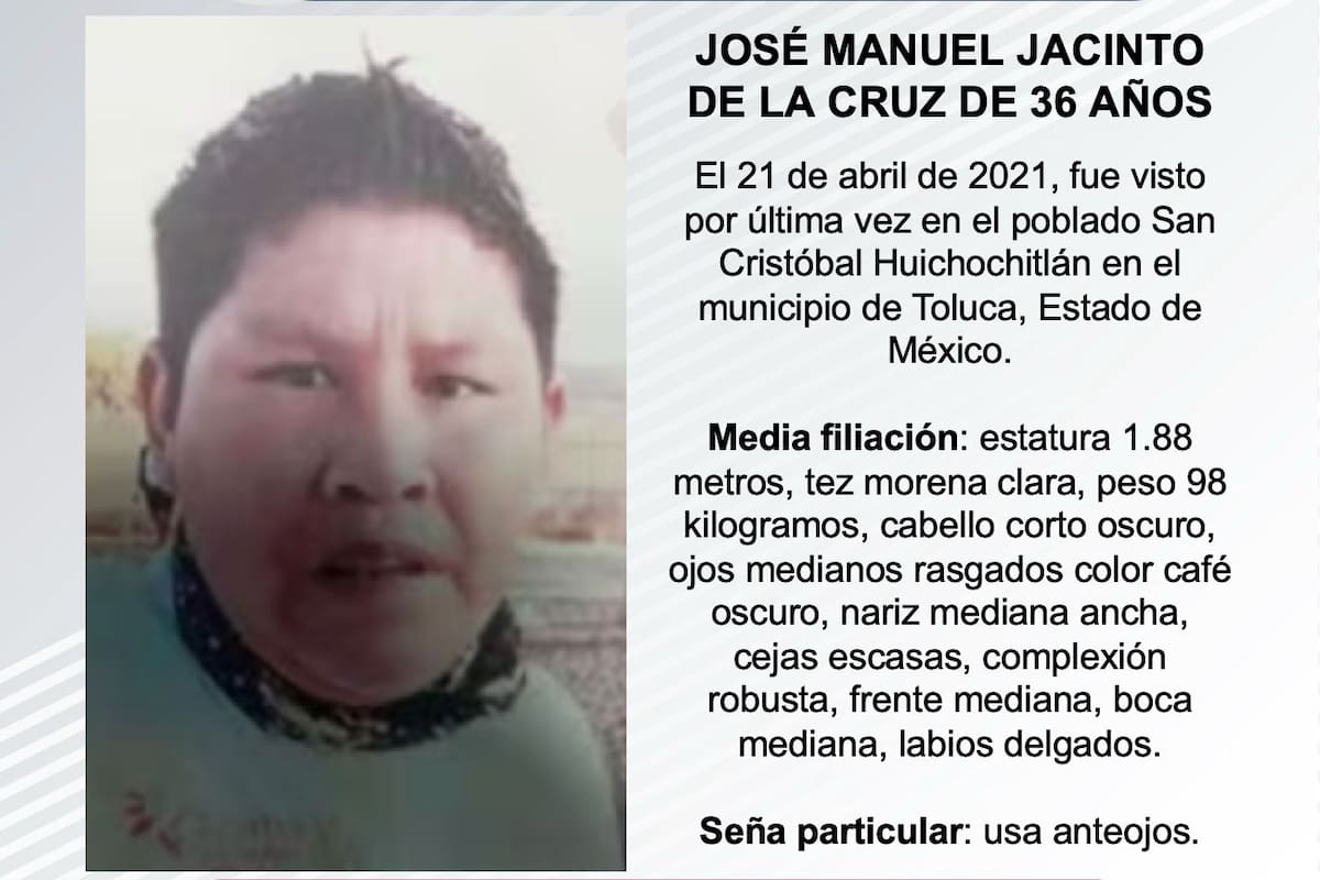 Se busca José Manuel Jacinto de la Cruz de 36 años de edad
