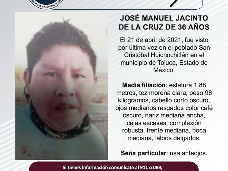 Se busca José Manuel Jacinto de la Cruz de 36 años de edad