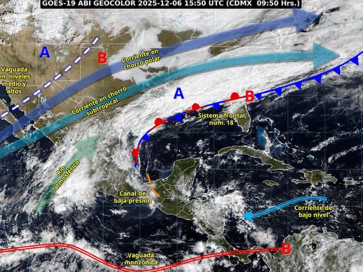 SMN advierte sobre panorama climático dividido para este domingo 7 de diciembre con fuertes lluvias en el occidente, heladas en el norte y calor en el sureste