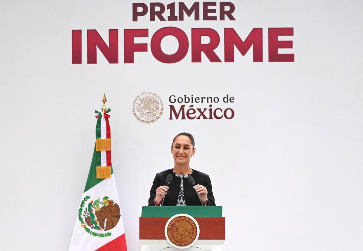 La presidenta Claudia Sheinbaum en su Primer Informe de Gobierno en Palacio Nacional el 1 de septiembre del 2025. | Crédito: Presidencia