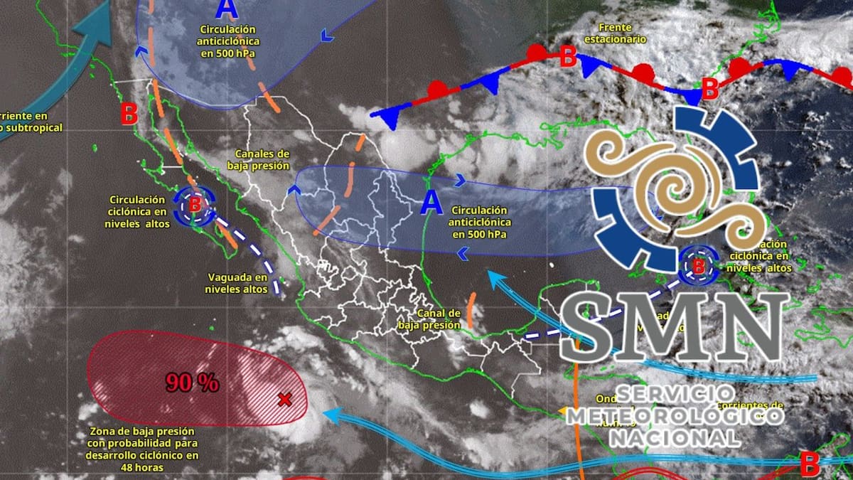 SMN alerta por lluvias muy fuertes en 11 estados este 14 de julio, mientras el calor superará los 45 °C y vigilan posible ciclón en el Pacífico