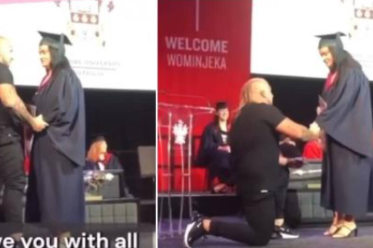 VIDEO: “Le robó su momento” Hombre interrumpe la graduación de su novia para pedirle matrimonio