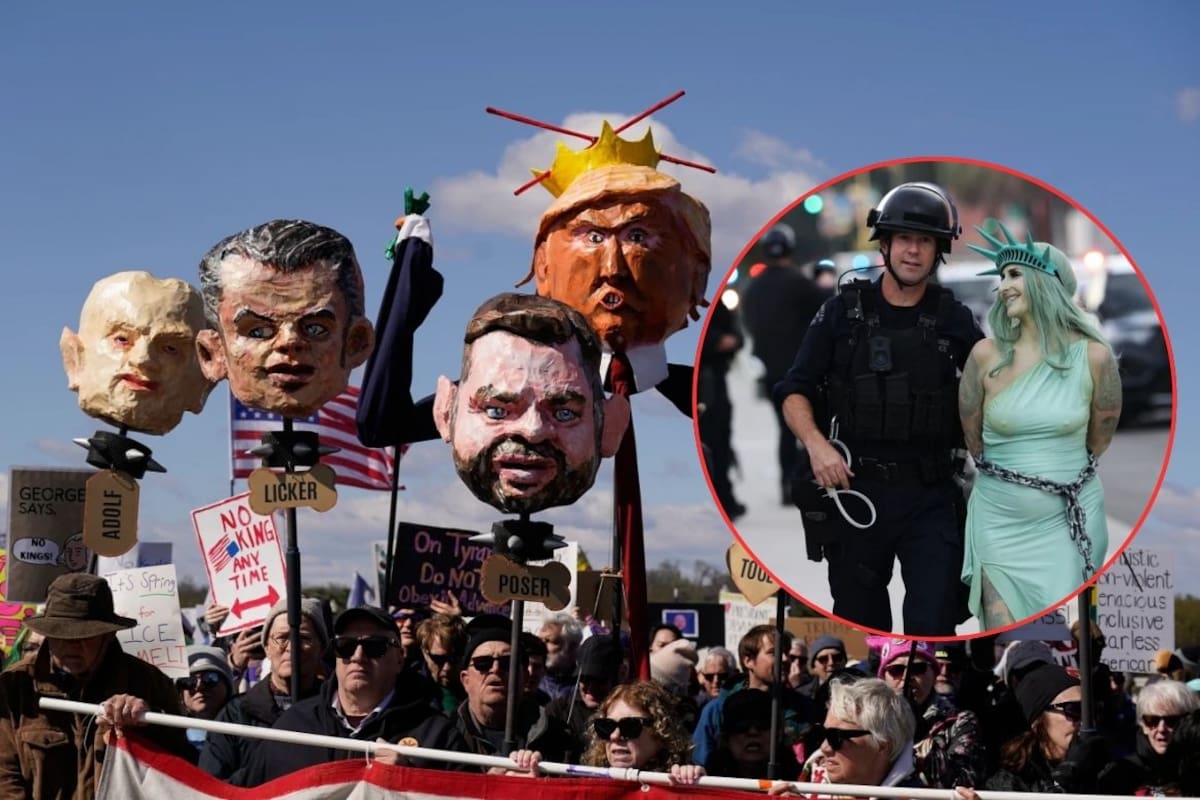 Más de 80 detenidos en protestas “No Kings” contra Donald Trump en Estados Unidos; movimiento reúne millones y denuncia guerra en Irán y abusos migratorios