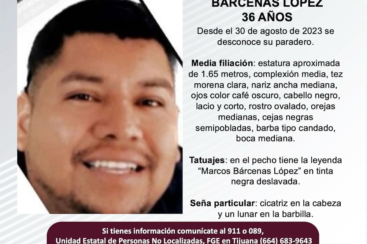 Se busca a Marco Delfino Bárcenas López de 36 años