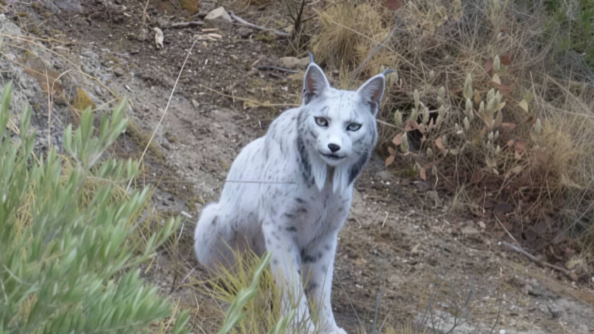 Aparece un lince ibérico blanco, una rareza de la naturaleza que sorprende a los científicos