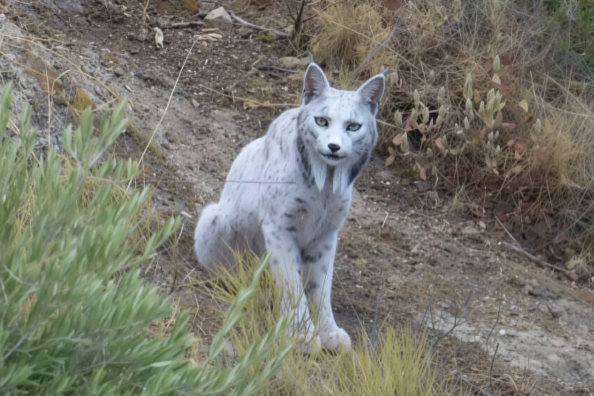 Aparece un lince ibérico blanco, una rareza de la naturaleza que sorprende a los científicos