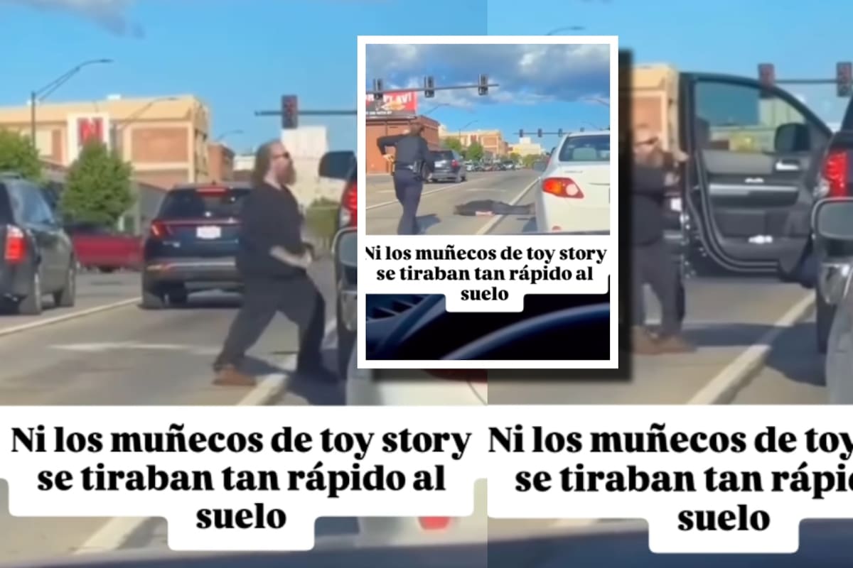 Hombre se baja de su carro para pelear en pleno tráfico y, al ver venir a la policía, se tira al suelo para ser esposado como si nada