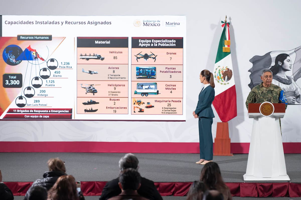 Cuauhtémoc, Ciudad de México. 13 de octubre 2025. Conferencia de prensa matutina en el salón de la Tesorería de Palacio Nacional. Raymundo Pedro Morales, secretario de Marina | Foto: Saúl López Escorcia/Presidencia