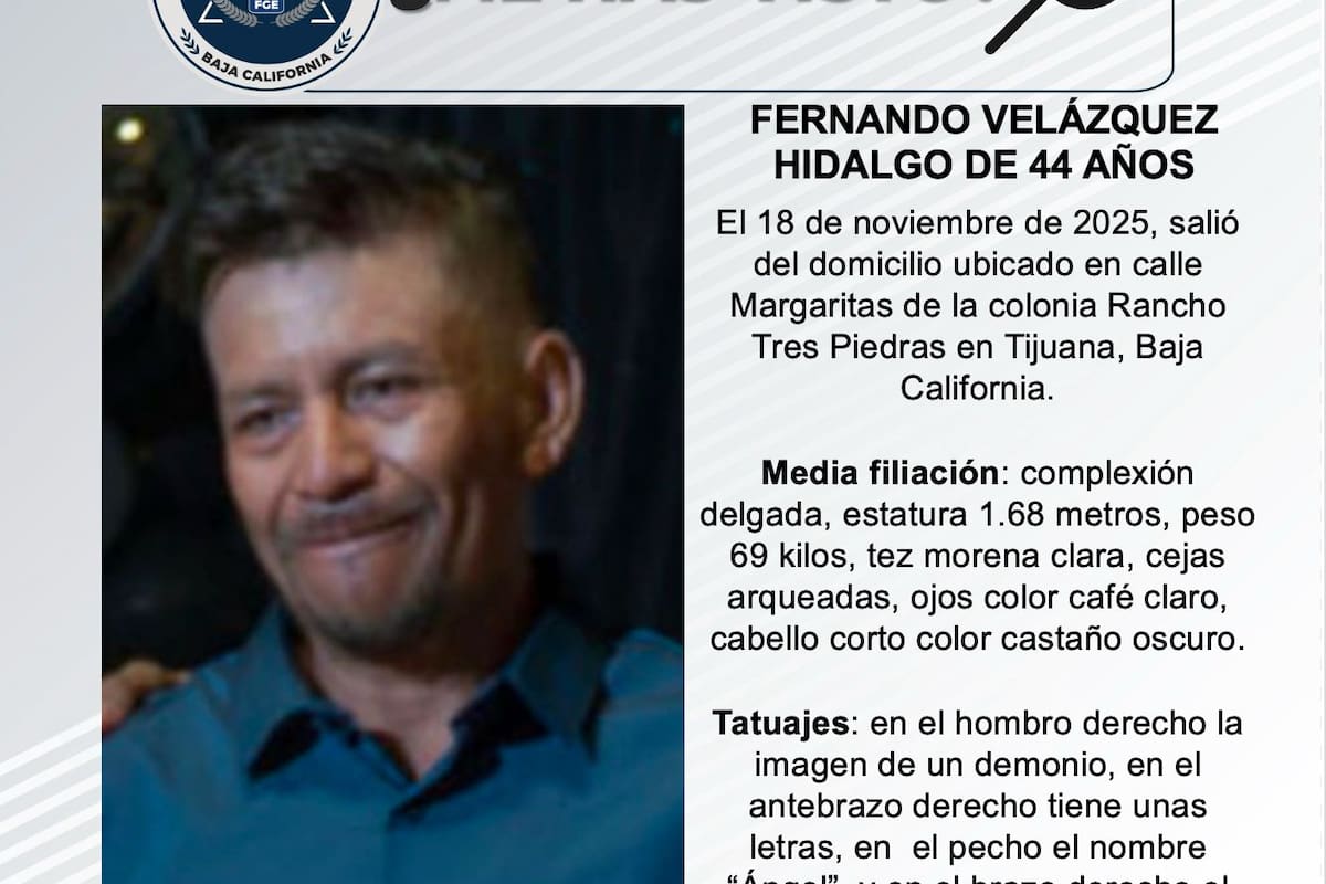 Se busca a Fernando Velázquez Hidalgo de 44 años de edad