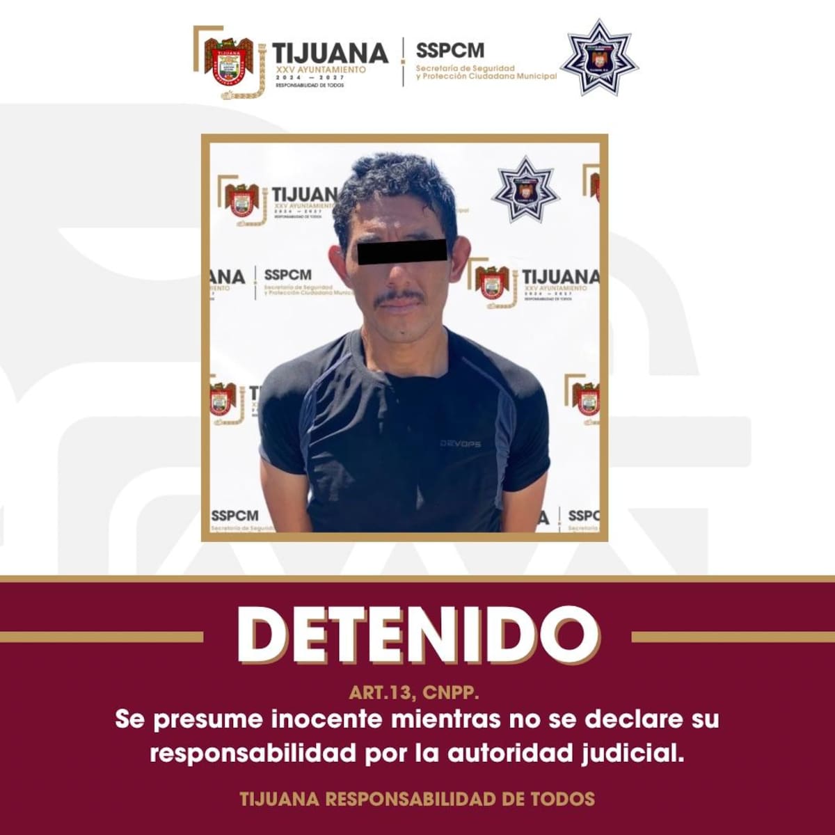 El imputado asesinó a una mujer y dejó otros dos lesionados. Foto: Policiaca Tijuana