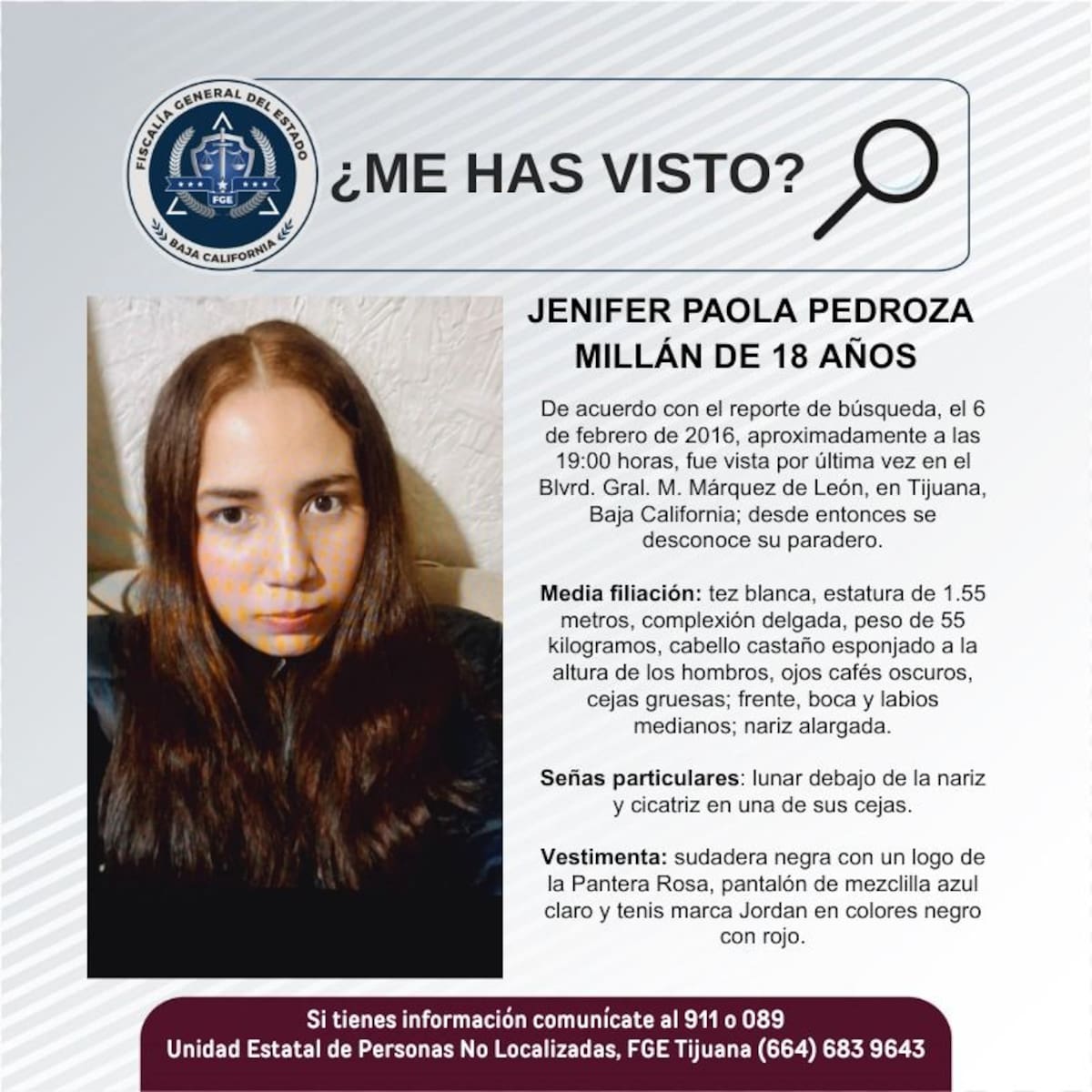 Fue vista por última vez el 6 de febrero de 2026.