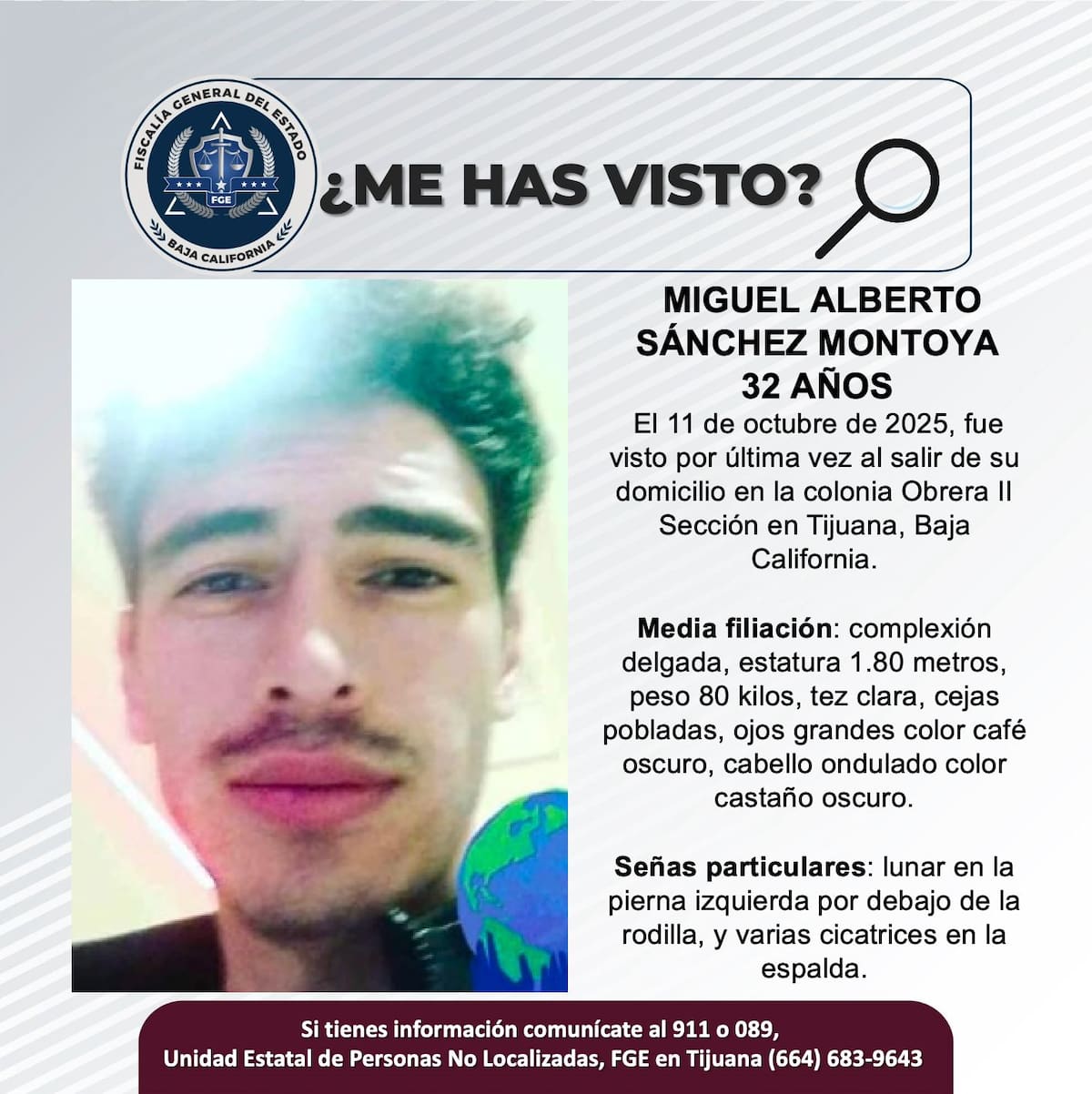 Fue visto por última vez el 11 de octubre de 2025.