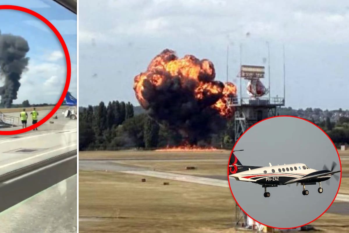 Avioneta se estrelló poco después de despegar del Aeropuerto de Londres y provoca gran incendio