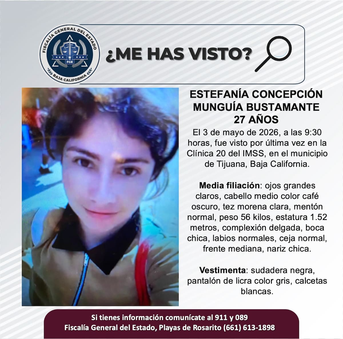 Fue visto por última vez el 3 de mayo de 2026.