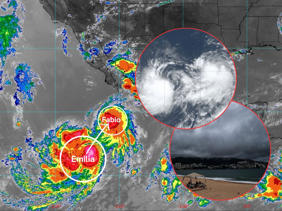 Este martes por la tarde, ambas tormentas se juntarían y para el miércoles se tendría el Efecto Fujiwhara. | Crédito: Conagua/EFE