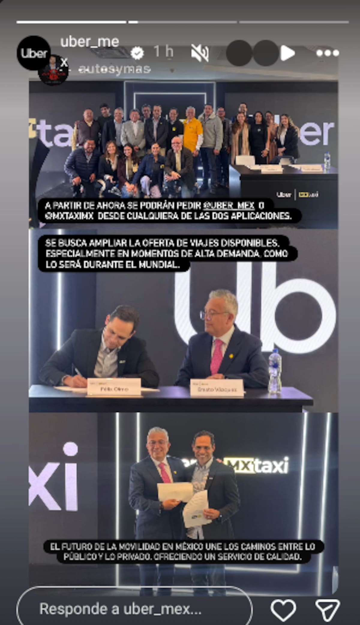 Félix Olmo, director general de Uber México, y Erasto Vázquez, director de MX Taxi | Instagram @uber_mex
