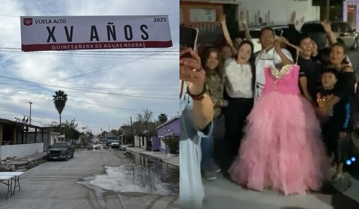 Vecinos celebran los "XV años" de una calle con fugas y aguas negras en Tamaulipas con carne asada y música