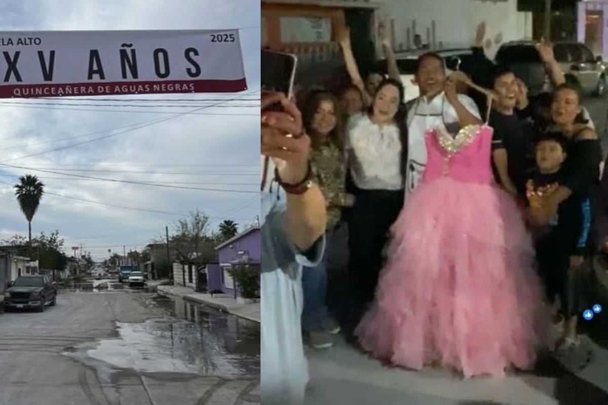Vecinos celebran los “XV años” de una calle con fugas y aguas negras en Tamaulipas con carne asada y música