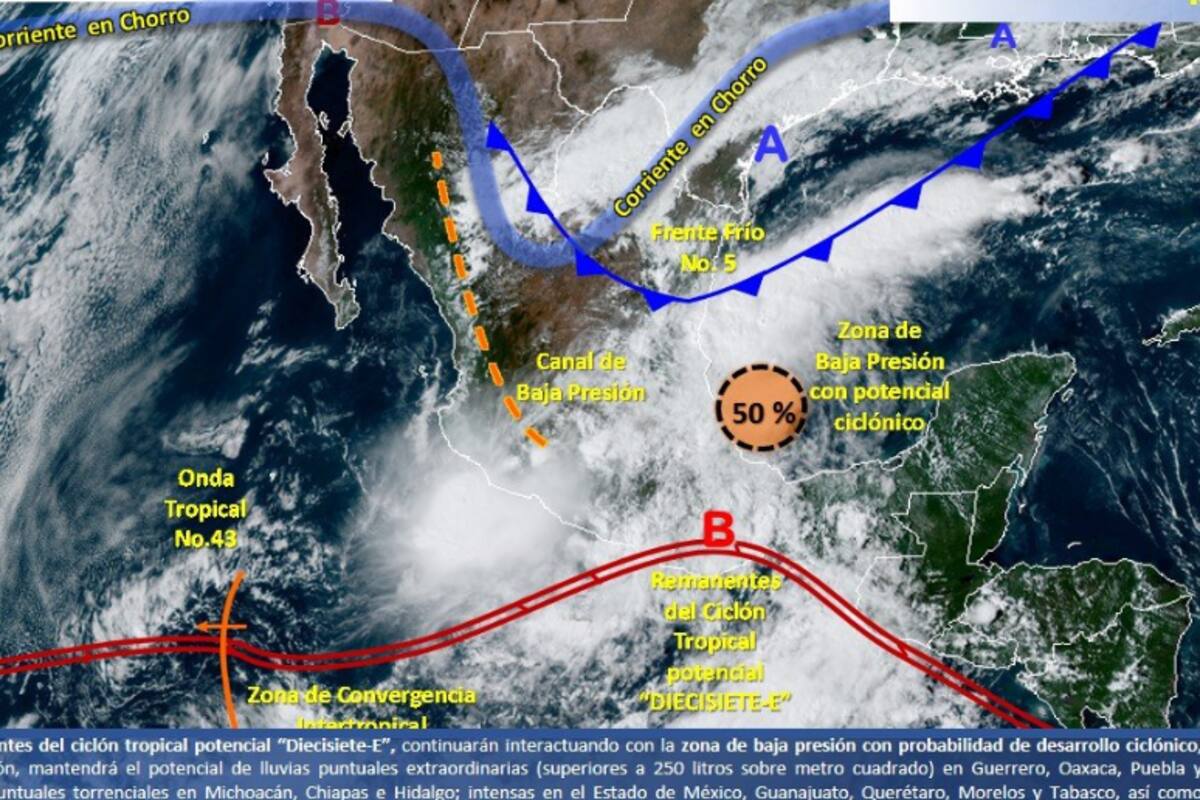Prevén lluvias fuertes en Guerrero, Oaxaca, Puebla y Veracruz