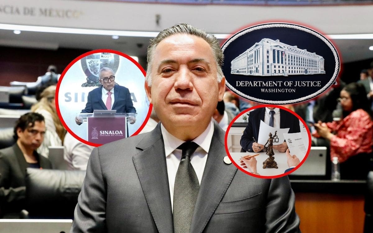 Enrique Inzunza rechaza reporte de EL UNIVERSAL sobre presuntas gestiones ante EEUU para convertirse en testigo cooperante del Departamento de Justicia. | Crédito: X @InzunzaCazarez/REUTERS/Canva