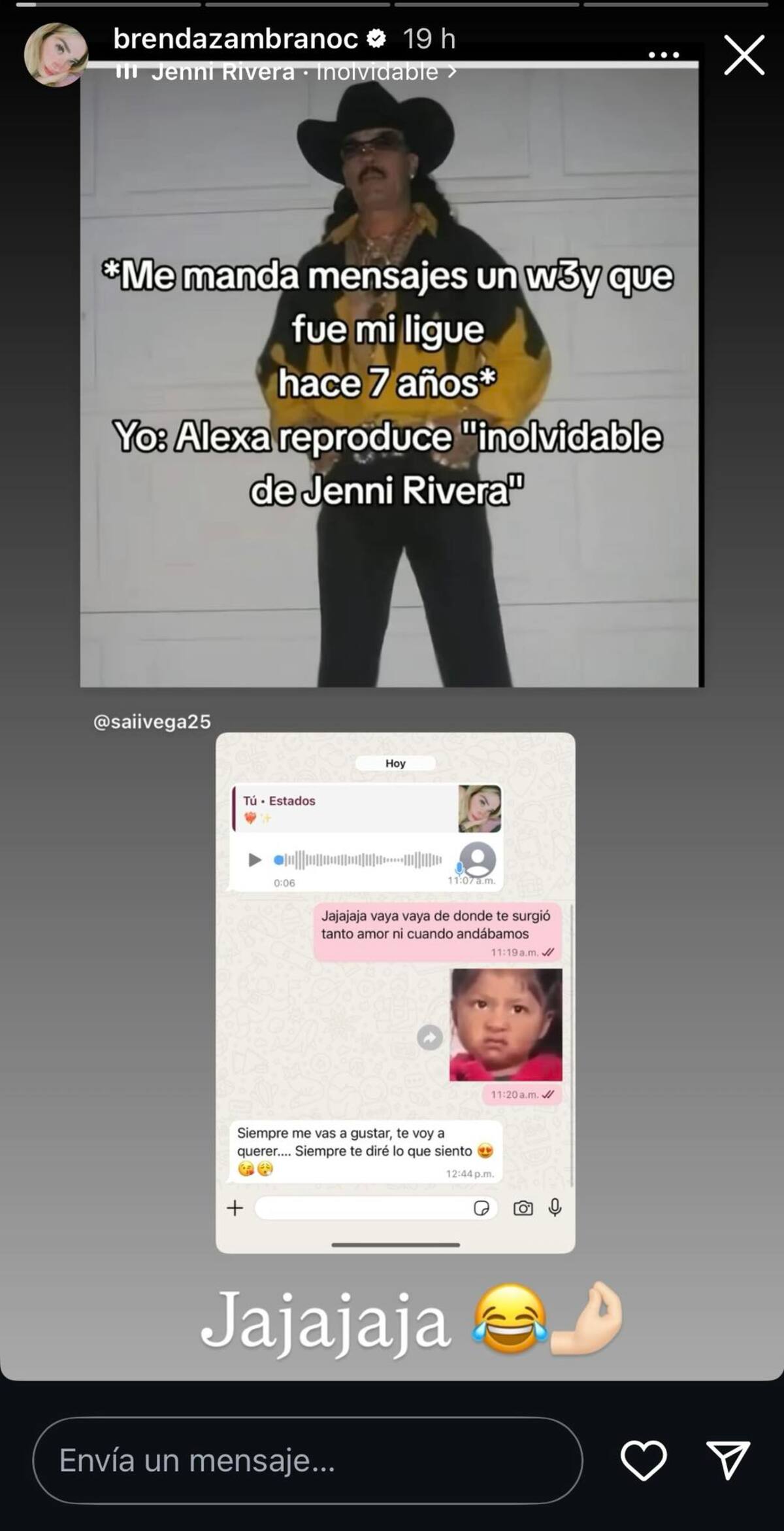 Zambrano publicó una serie de "indirectas" en sus redes sociales | Captura de pantalla