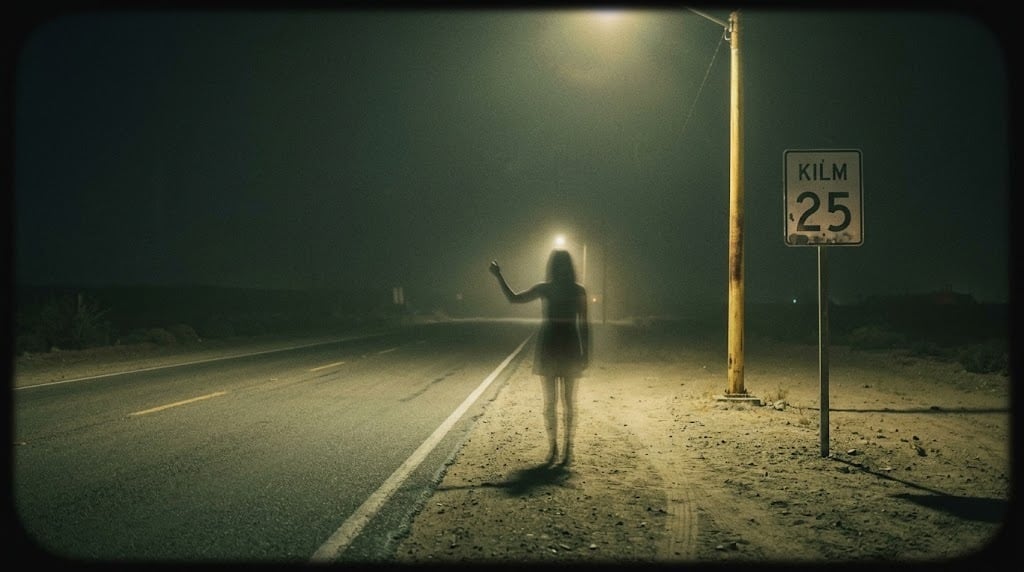 Según la leyenda, quienes pasan solos por este lugar durante la noche pueden encontrarse con una mujer que les pide raite l Foto Generada con IA