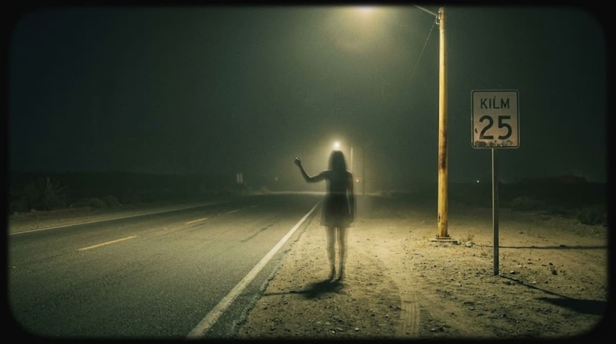 Según la leyenda, quienes pasan solos por este lugar durante la noche pueden encontrarse con una mujer que les pide raite l Foto Generada con IA