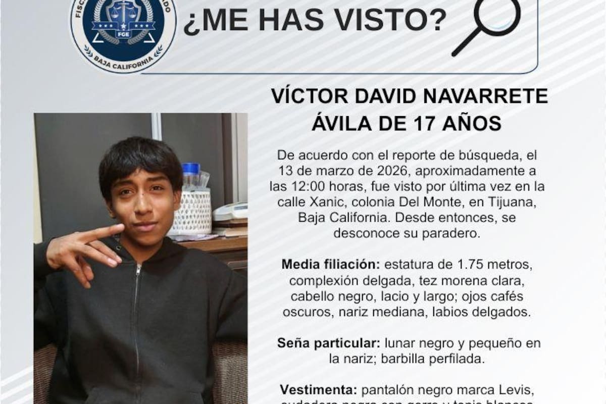 Se busca a Víctor David Navarrete Ávila de 17 años