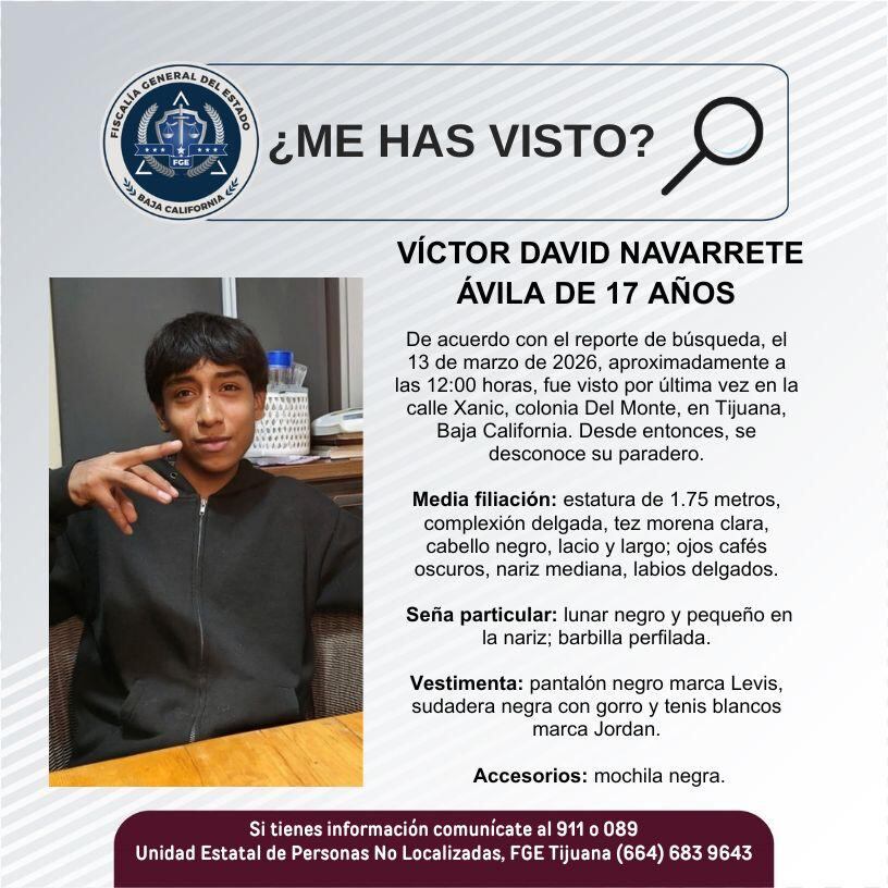 Fue visto por última vez el 13 de marzo de 2026.