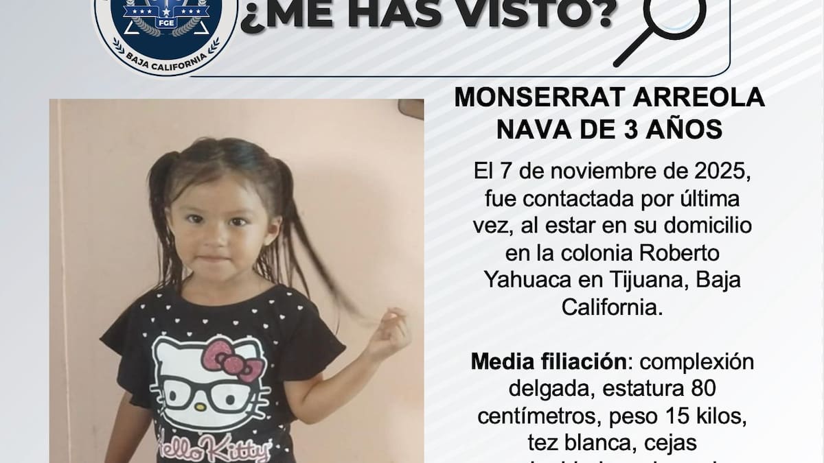 Se busca a Monserrat Arreola Nava de 3 años