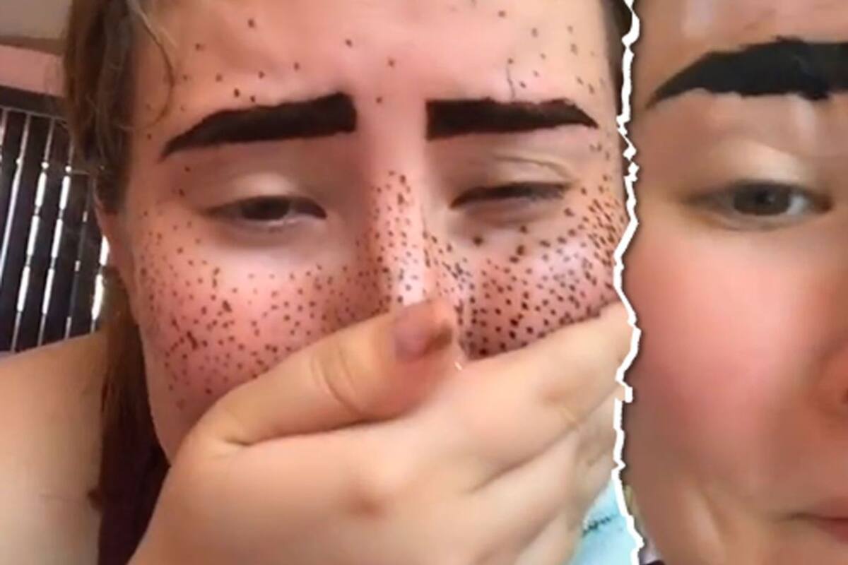 Se pinta pecas y cejas, todo termina mal