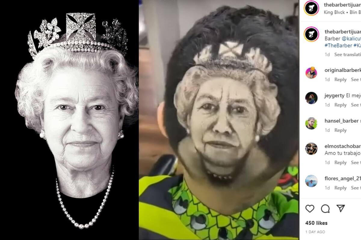Barbero de Tijuana recrea el rostro de la reina Isabel II en corte de pelo