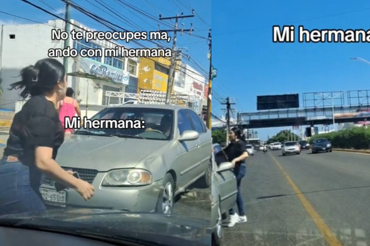 Hombre que provoca un choque intenta irse, pero la joven lo alcanza y lo baja de su carro para reclamarle