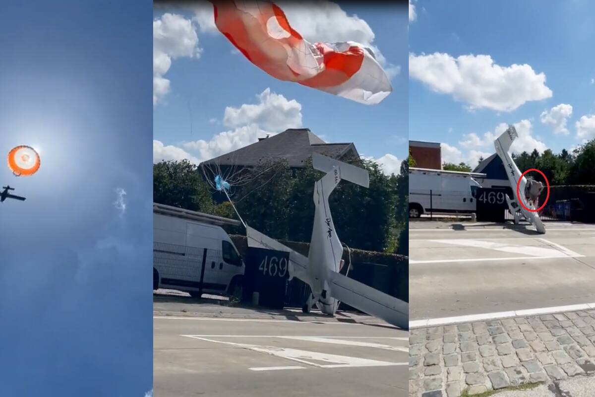 TikTok: Captan avión cayendo con paracaídas y piloto se baja "como si nada"