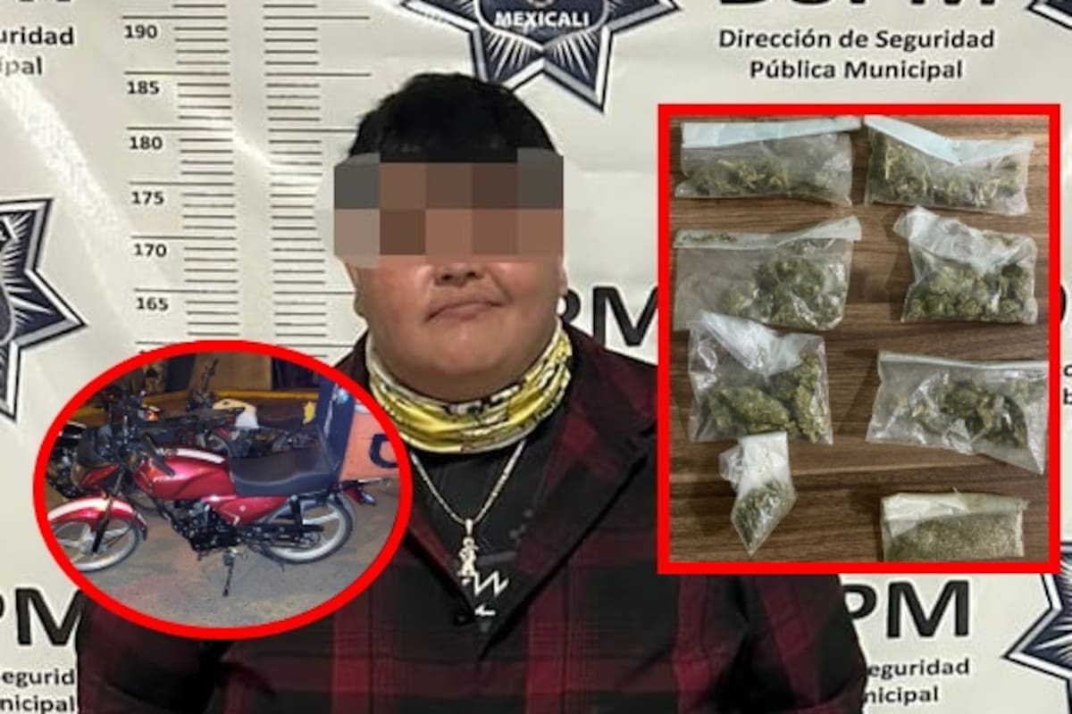 Motociclista repartidor arrestado con mariguana