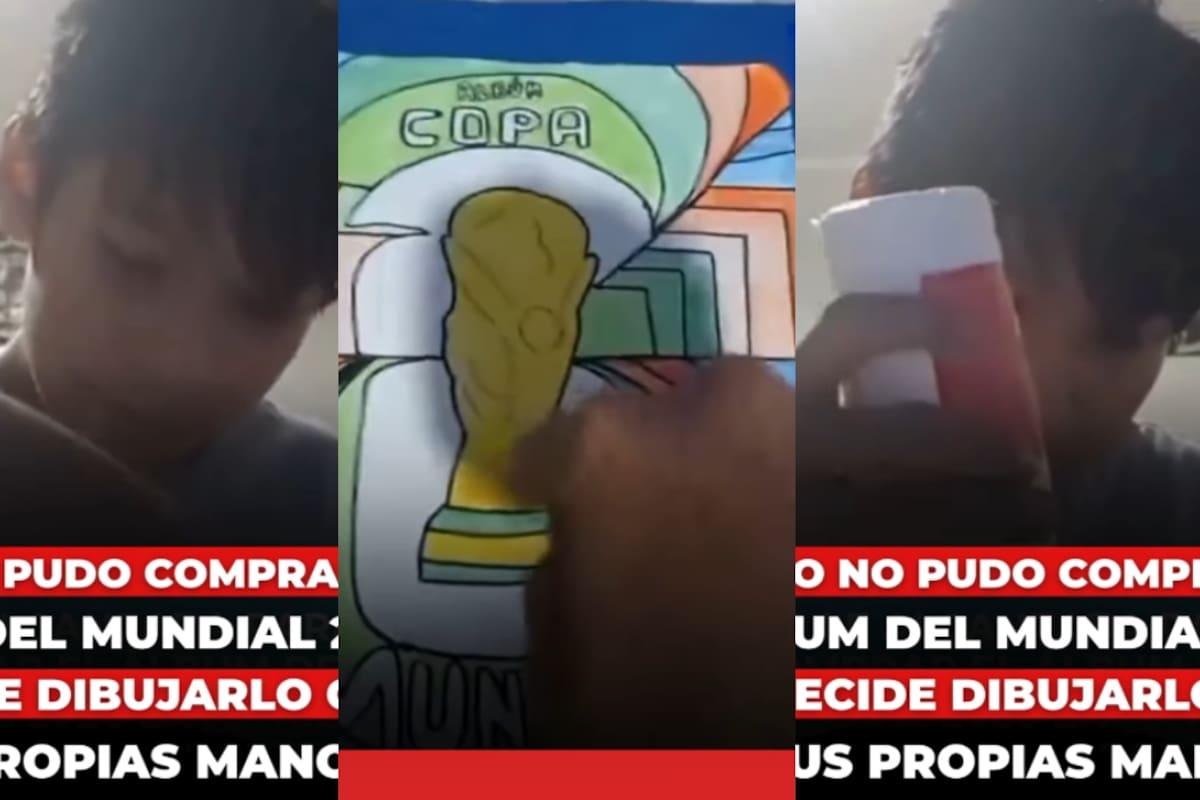 “Perdón mi pobreza” Niño conmueve a redes tras crear su propio álbum y estampas del Mundial dibujadas a mano