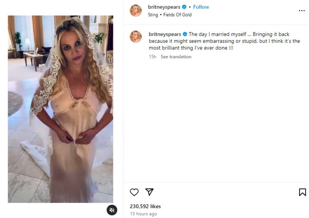 Britney Spears se casó consigo misma / Instagram: @britneyspears