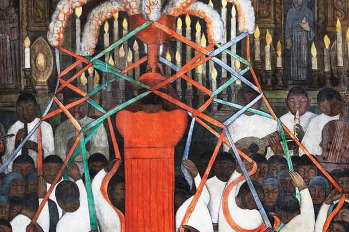 Limpian murales de Diego Rivera en la SEP