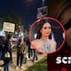 Melissa Barrera reacciona a protestas por Palestina afuera de Paramount Studios durante la premiere mundial de “Scream 7″