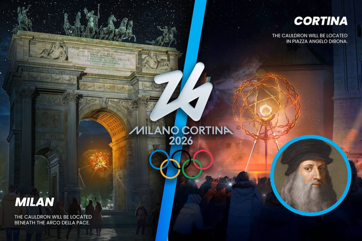 Los Juegos Olímpicos de Invierno 2026 harán historia con dos pebeteros olímpicos en Milán y Cortina que se encenderán sincronizados por primera vez, con diseño inspirado en Leonardo da Vinci