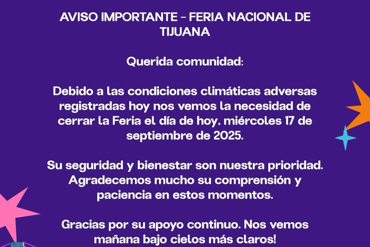 Suspende Feria Nacional de Tijuana sus actividades hoy miércoles