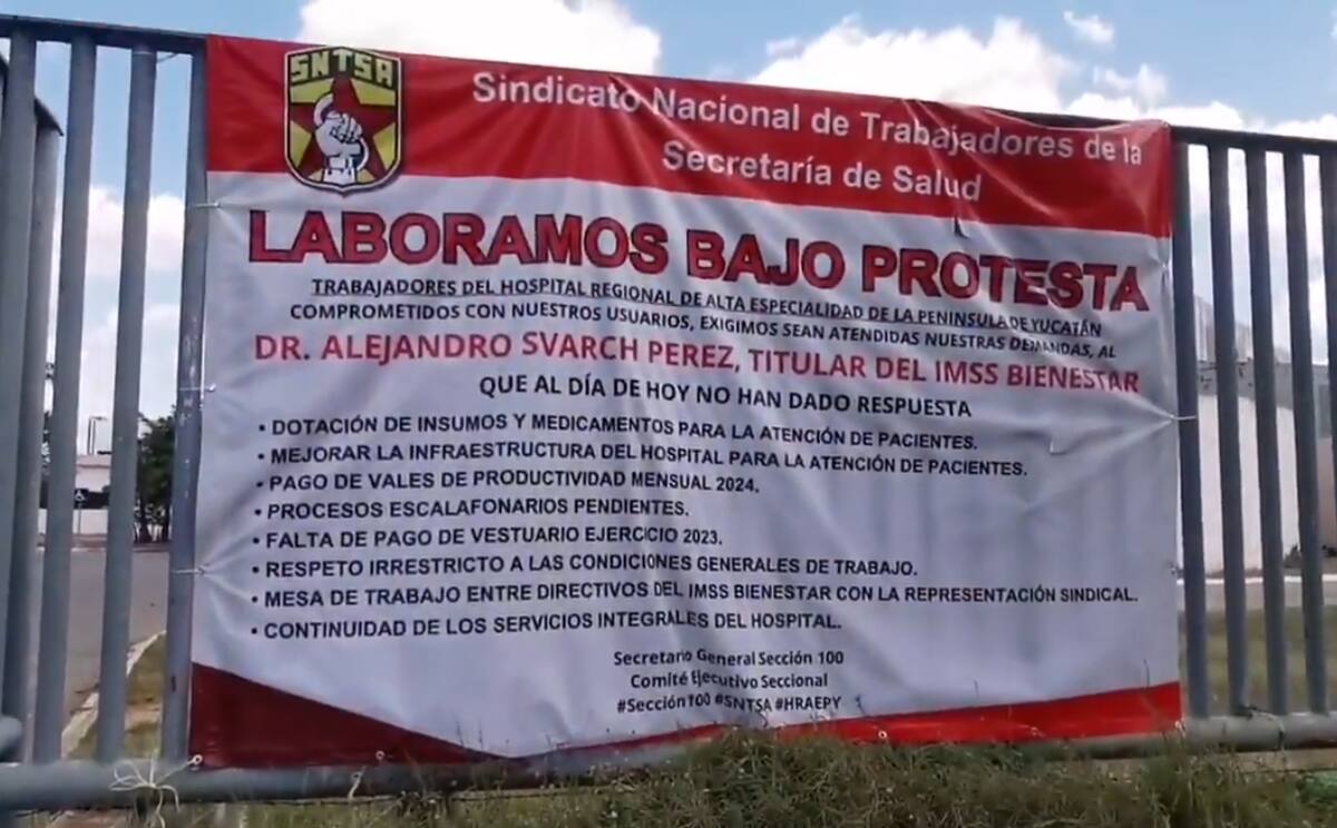 Trabajadores del Sindicato Nacional de Trabajadores de la Secretaría de Salud laboran bajo protesta. / Captura de pantalla de @infilliteras vía X.