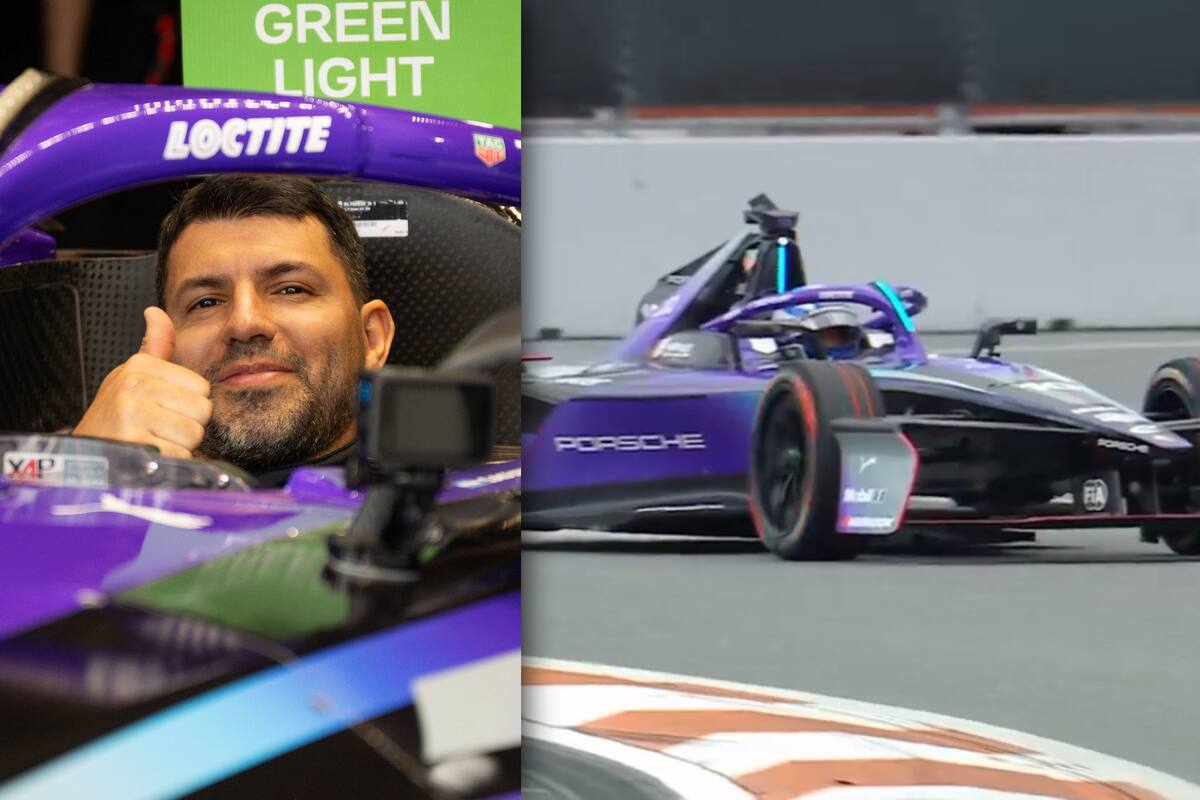 El “Kun” Agüero participa en la Fórmula E y le piden que baje la velocidad