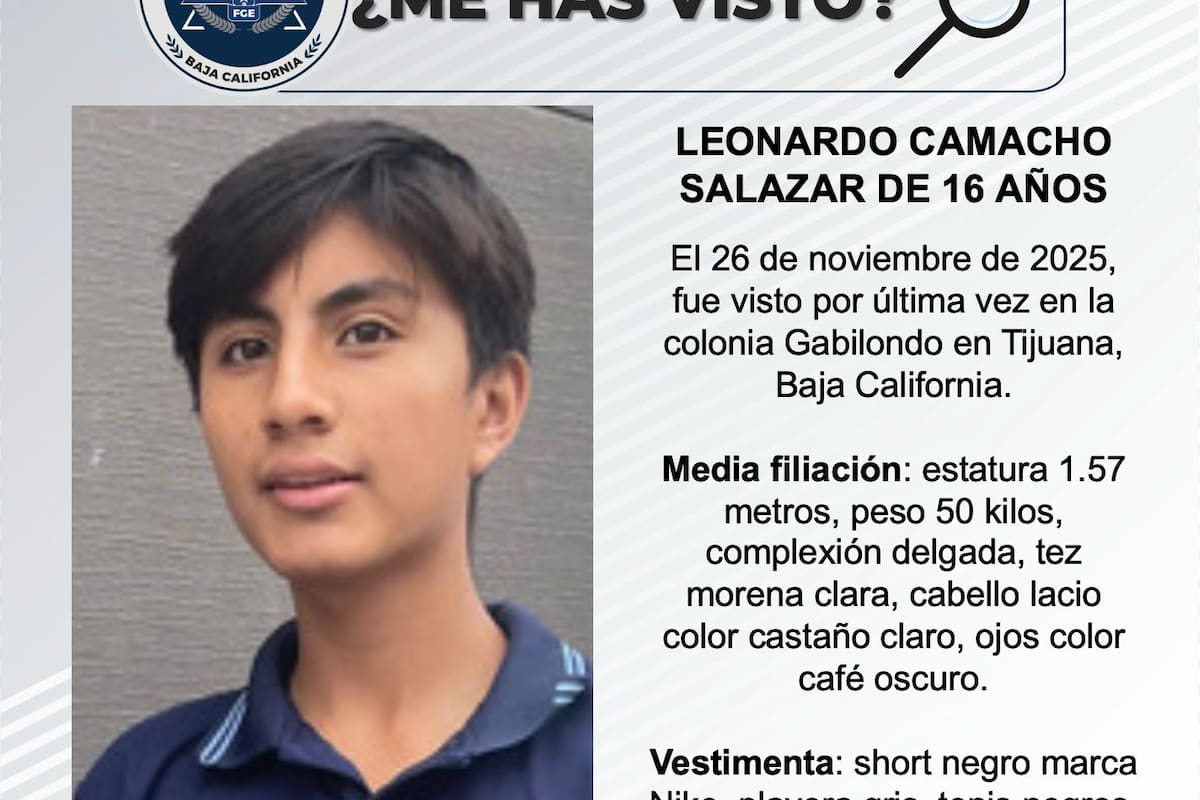 Se busca a Leonardo Camacho Salazar de 16 años de edad