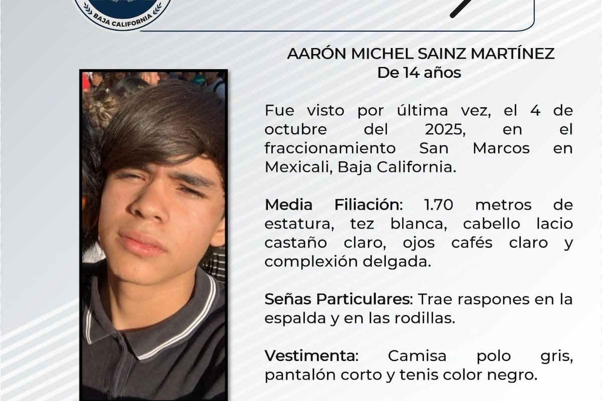 Buscan a Aarón Michel, adolescente desaparecido en Mexicali