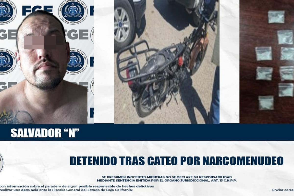 Un detenido y 12 dosis de metanfetamina decomisadas en cateo en Valle Dorado