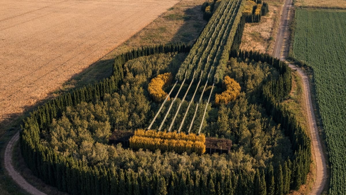 Plantó miles de árboles para formar una guitarra en medio del campo en y convirtió el amor por su esposa en una obra visible solo desde el aire