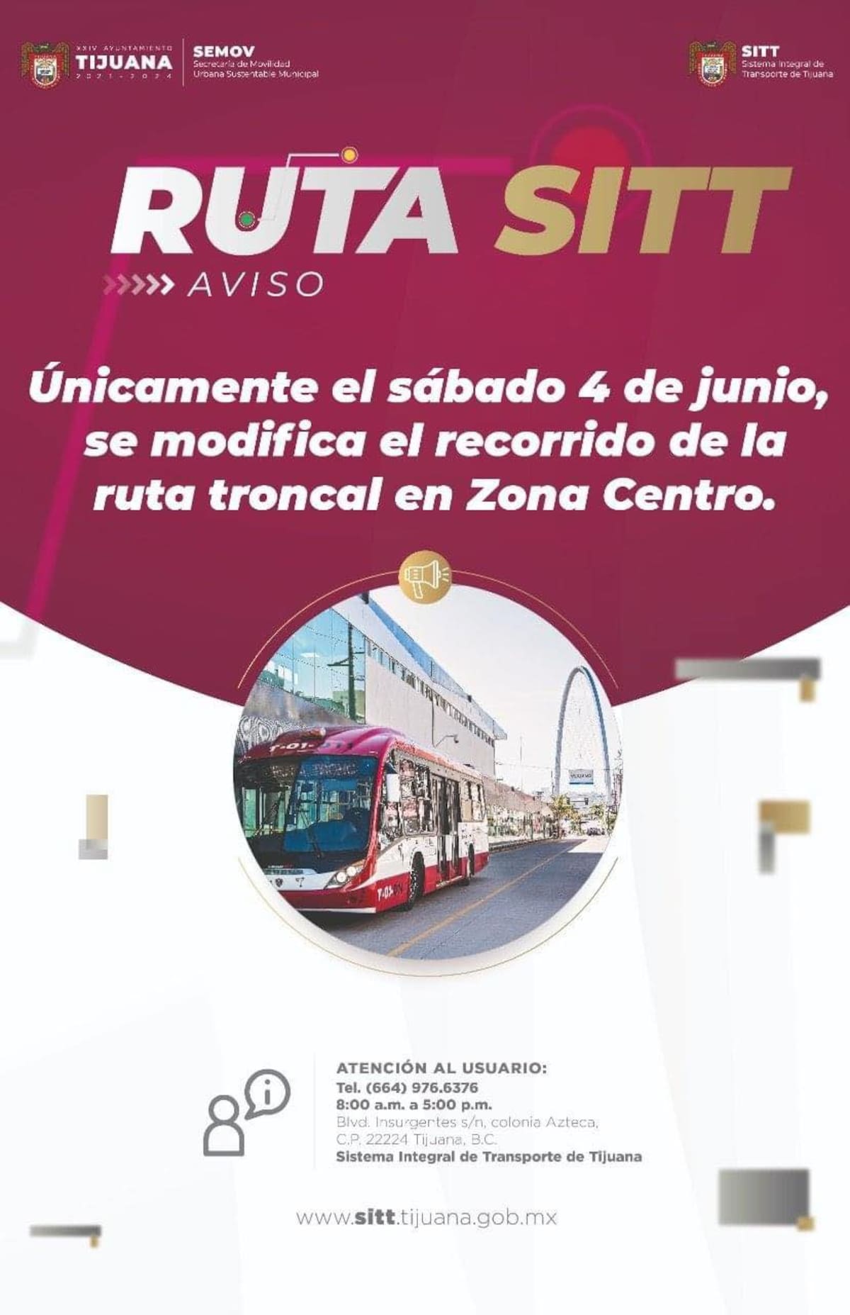 Sitt Ruta SITT modificará ruta en zona Centro de Tijuana por marcha | Noticias de ...